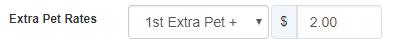 Extra Pet Rates set to charge 2 dollars for each extra pet