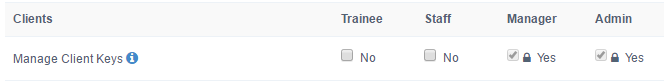 Time To Pet permissions setting that lets staff roles manage keys from the Staff App