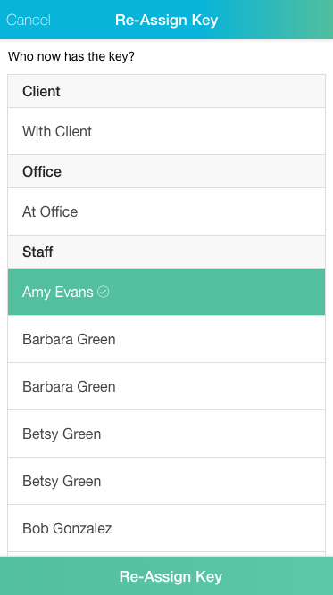 Editing a key in the Time To Pet Staff App to reassign it to a new location