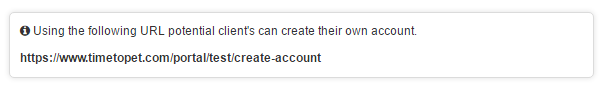 Time To Pet showing the custom New Client form link to add to your website