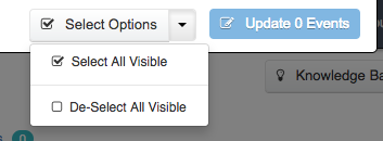 Events selected with Select All Visible in Time To Pet Bulk Update