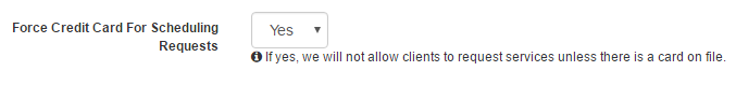 Time To Pet Portal Settings option to require a credit card for service requests