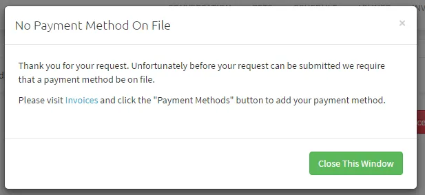 Friday Feature Focus  -  Credit Card Required for Service Request