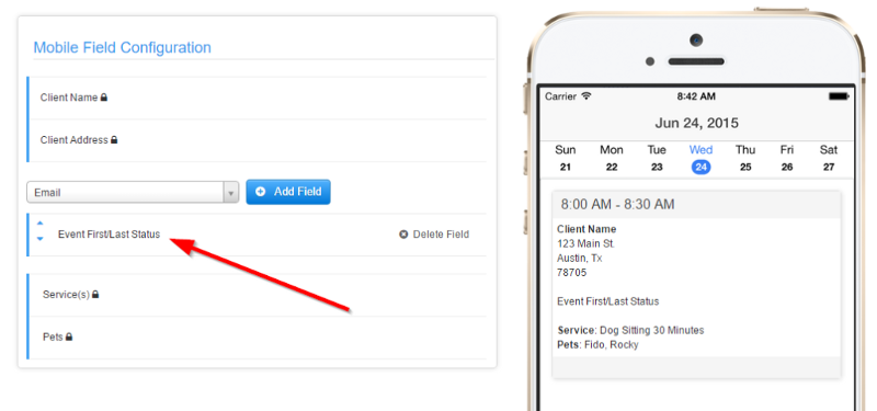 Event First/Last Status field added to the Time To Pet Mobile Field Configuration