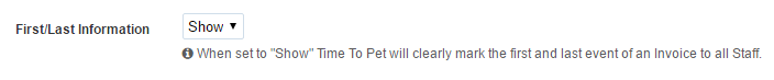 First/Last option enabled in the Event Settings section of Time To Pet Scheduler Settings