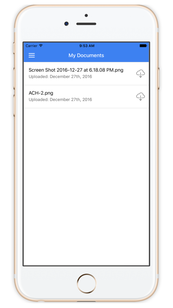 Staff documents screen in the Time To Pet mobile app