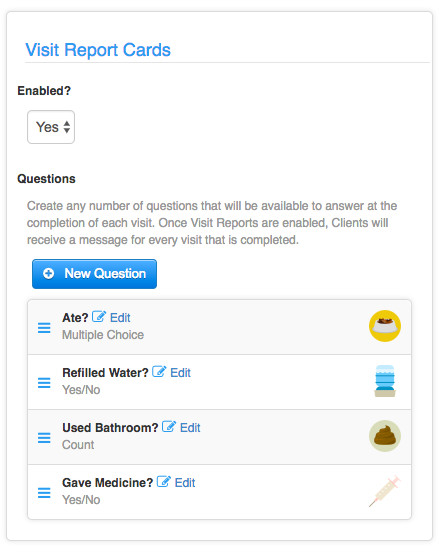 Visit Report Card customization on the Time To Pet Mobile App Configuration page