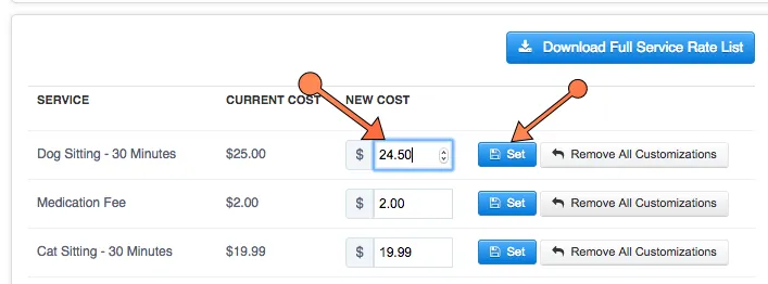 Bulk Update Service Rates and Message Filtering