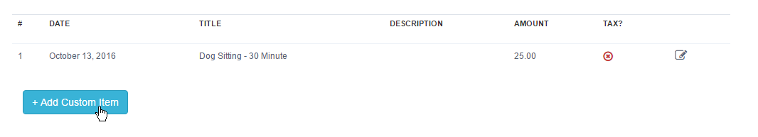 Add Custom Item link on the Time To Pet Edit Invoice screen