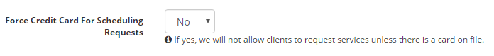 Time To Pet Client Portal message asking clients to add a card before requesting services