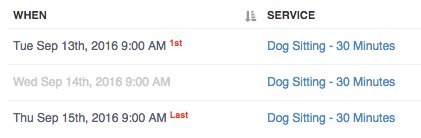 Time To Pet scheduler with cancelled events greyed out