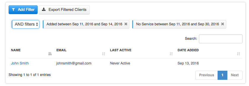 Time To Pet client reporting with combined filters for segmenting clients