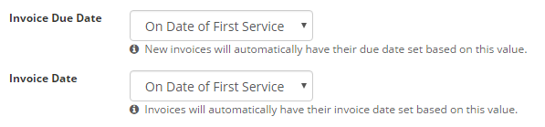 Time To Pet Invoice Settings with Invoice Date and Invoice Due Date rules