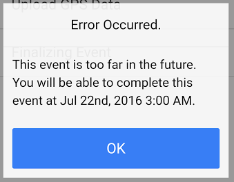 Time To Pet error message shown when a staff member tries to complete an event too early