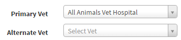 Time To Pet Client Portal pet form where a client selects their vet