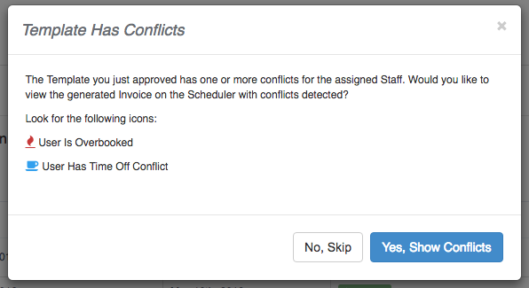 Time To Pet notification of Template conflicts with staff time off