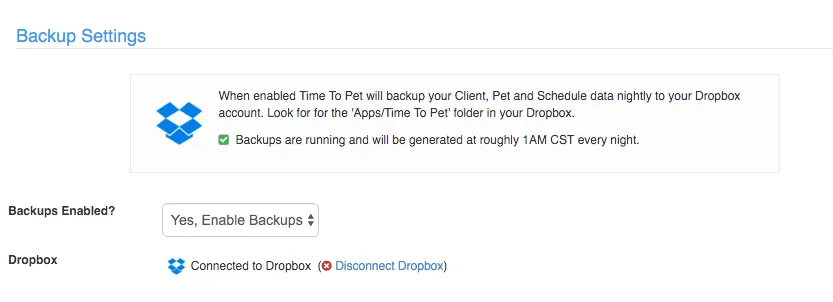 New: Backup To Dropbox!