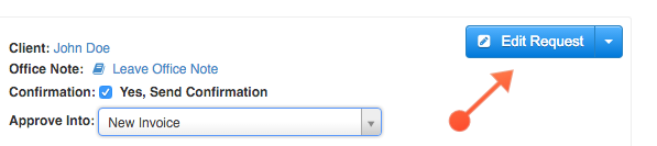 Edit Request button on a pending service request in Time To Pet