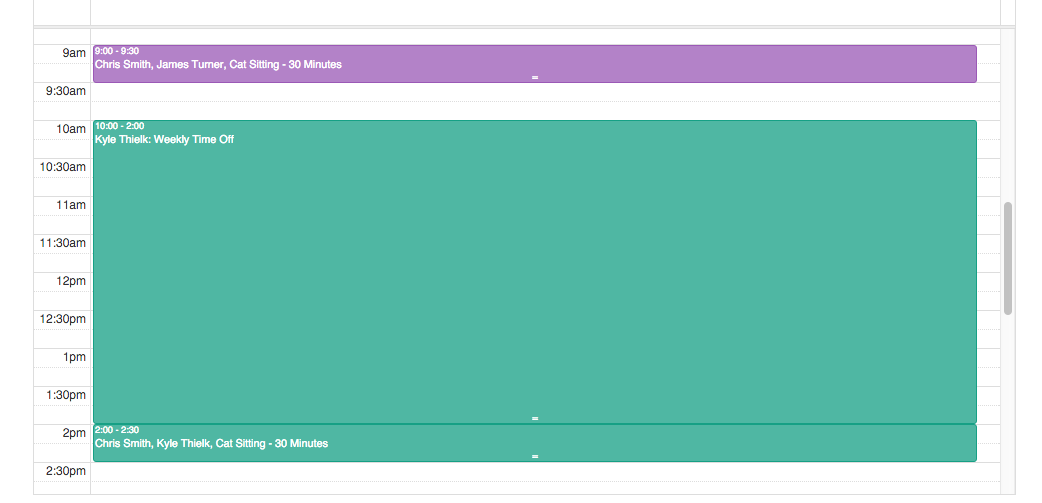 Time To Pet calendar filters used to add sitter time off to the scheduler
