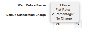 Time To Pet scheduler configuration setting the default charge for cancelled services