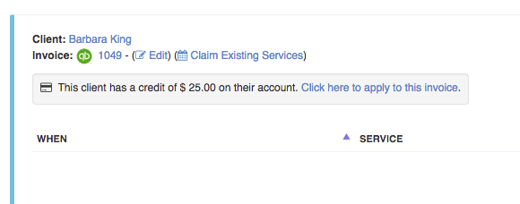 Time To Pet scheduler option to apply a credit to a client's account