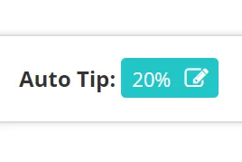 Auto tip setting displaying a default 20 percent tip with an edit icon.