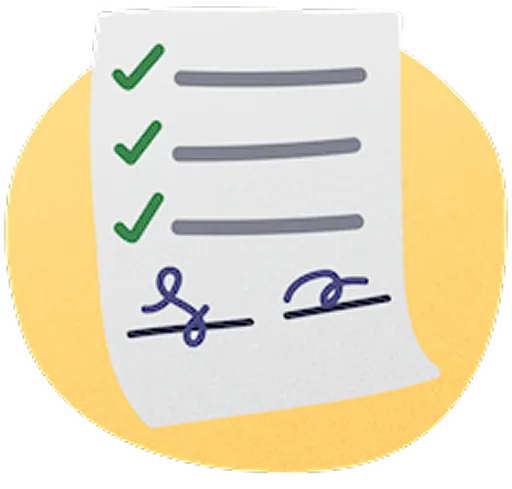Illustration of a signed service agreement checklist