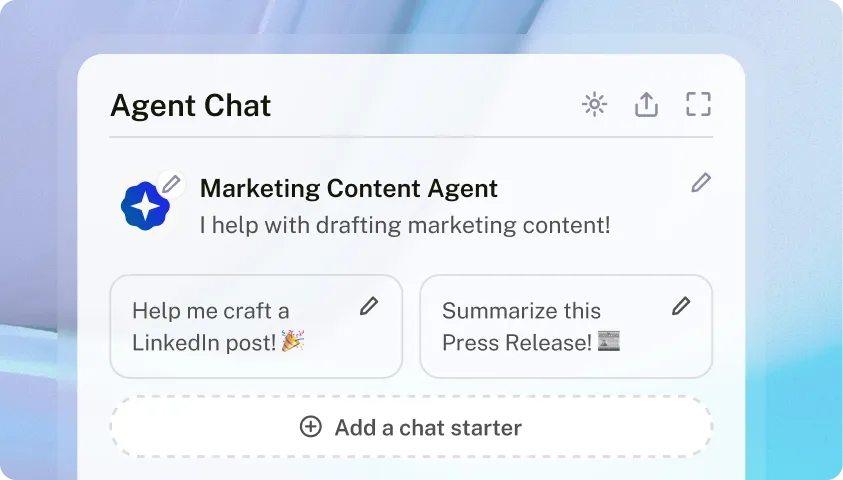 Chat Playground with a helper agent for drafting marketing content