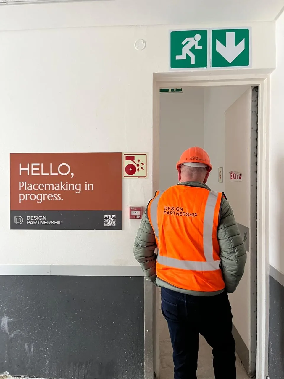 Interior Designer Jobs - Design Partnership site hoarding reading Placemaking in progress on a live project.