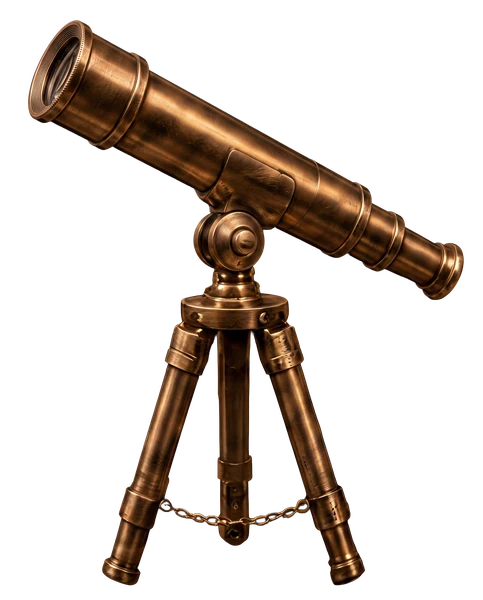 A brass telescope on a tripod