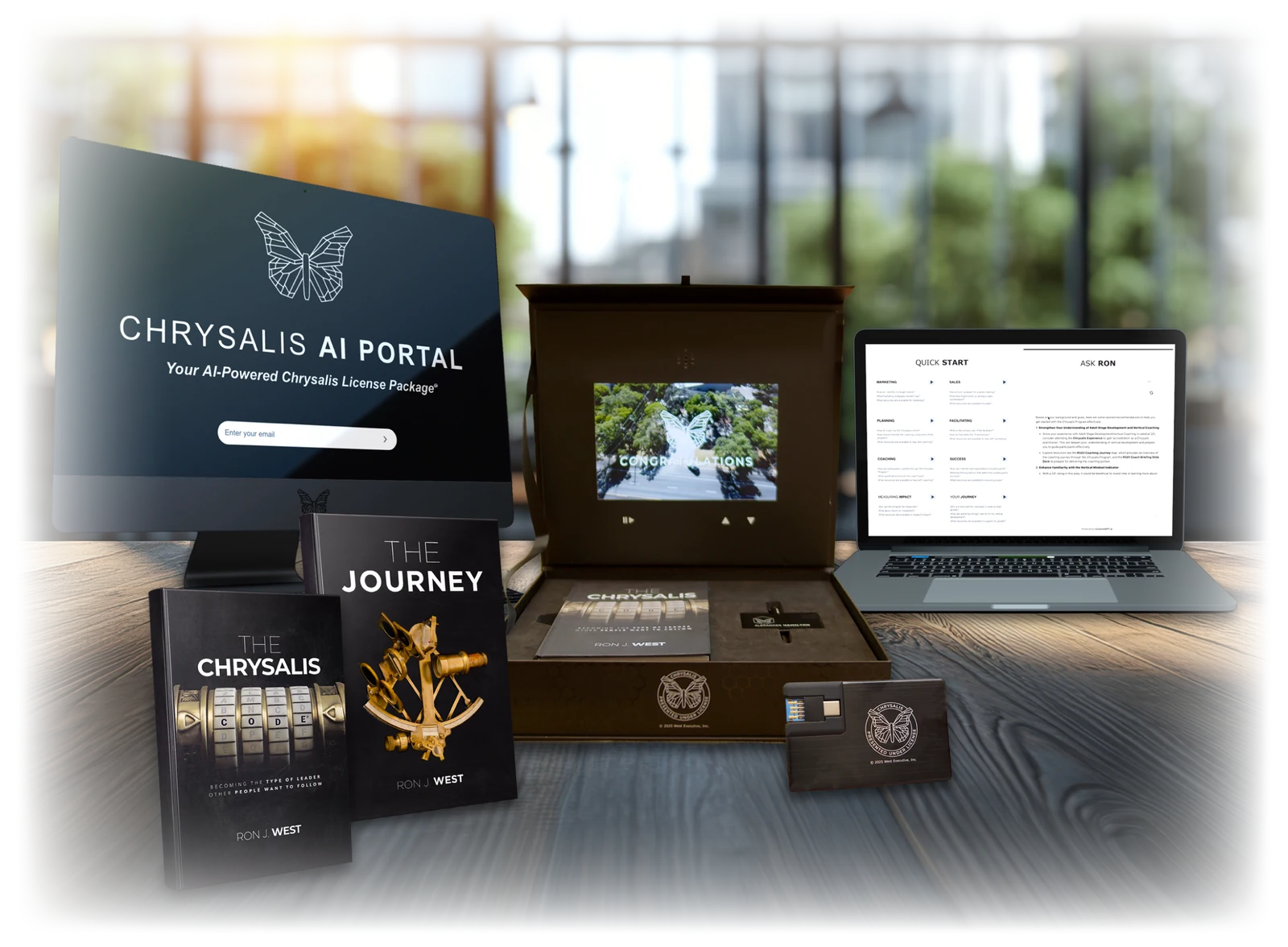 The Chrysalis license package — books, journal, AI portal and presentation case