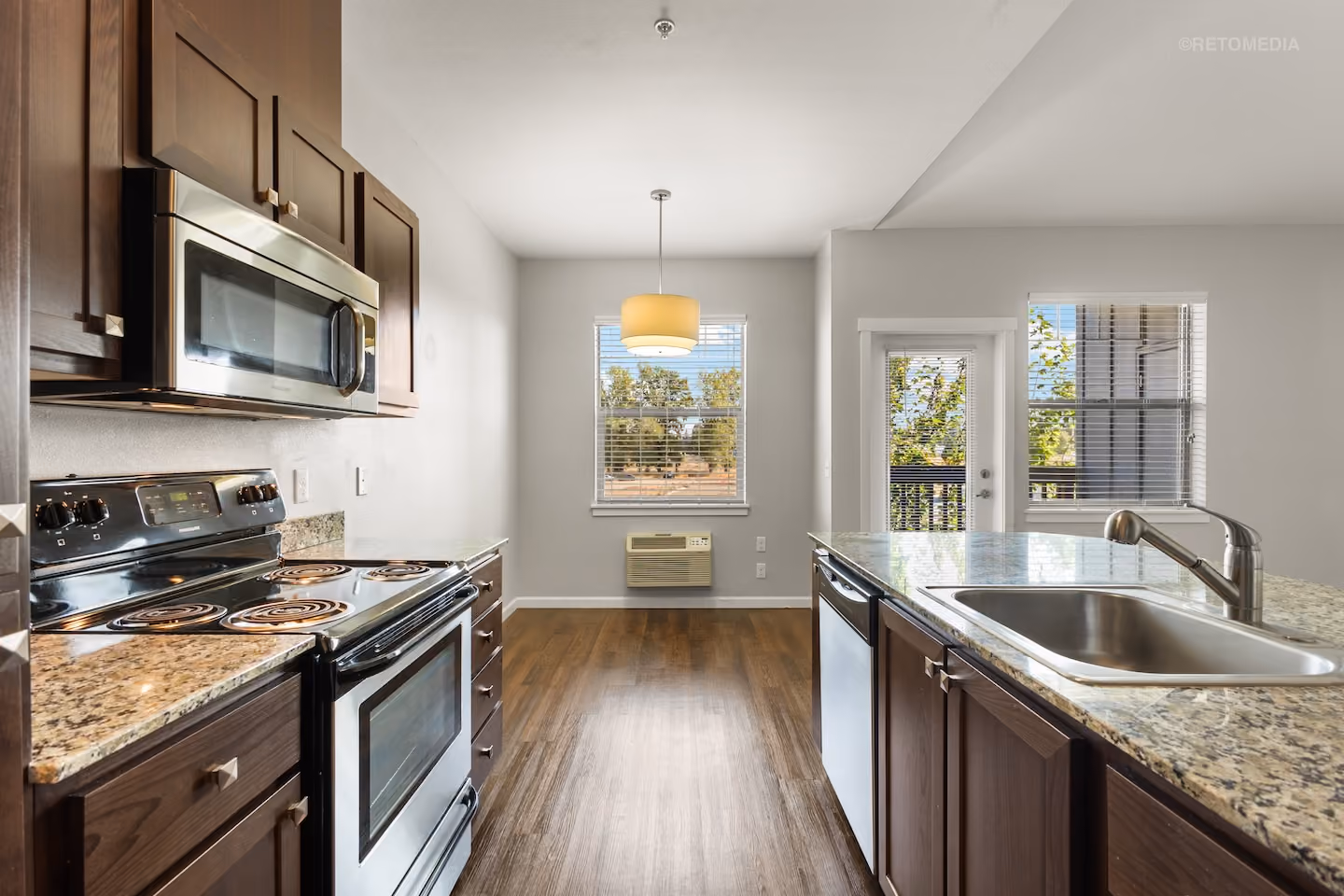 Fully equipped kitchen at Keizer Station Apartments in Keizer, Oregon