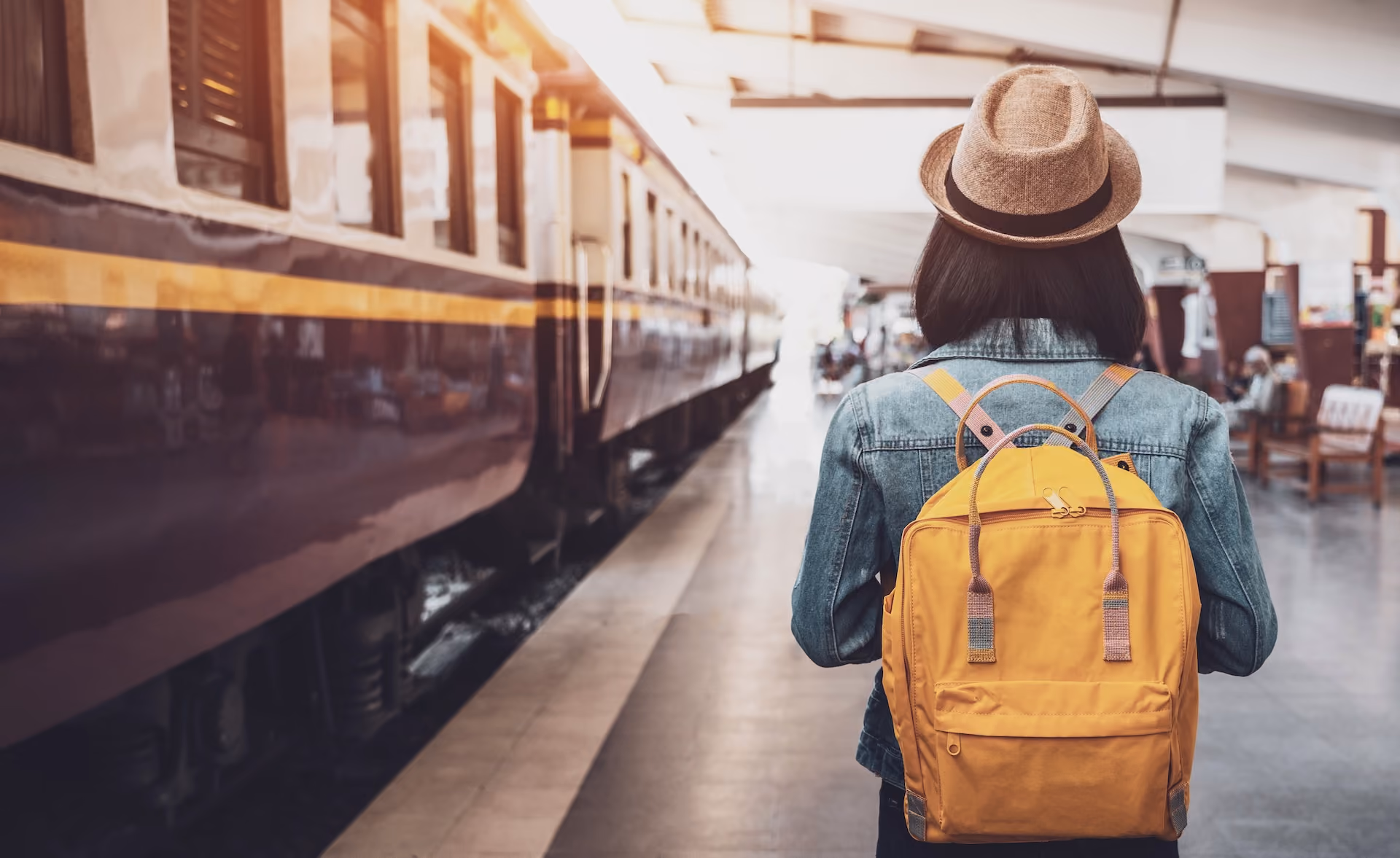 Woman near train