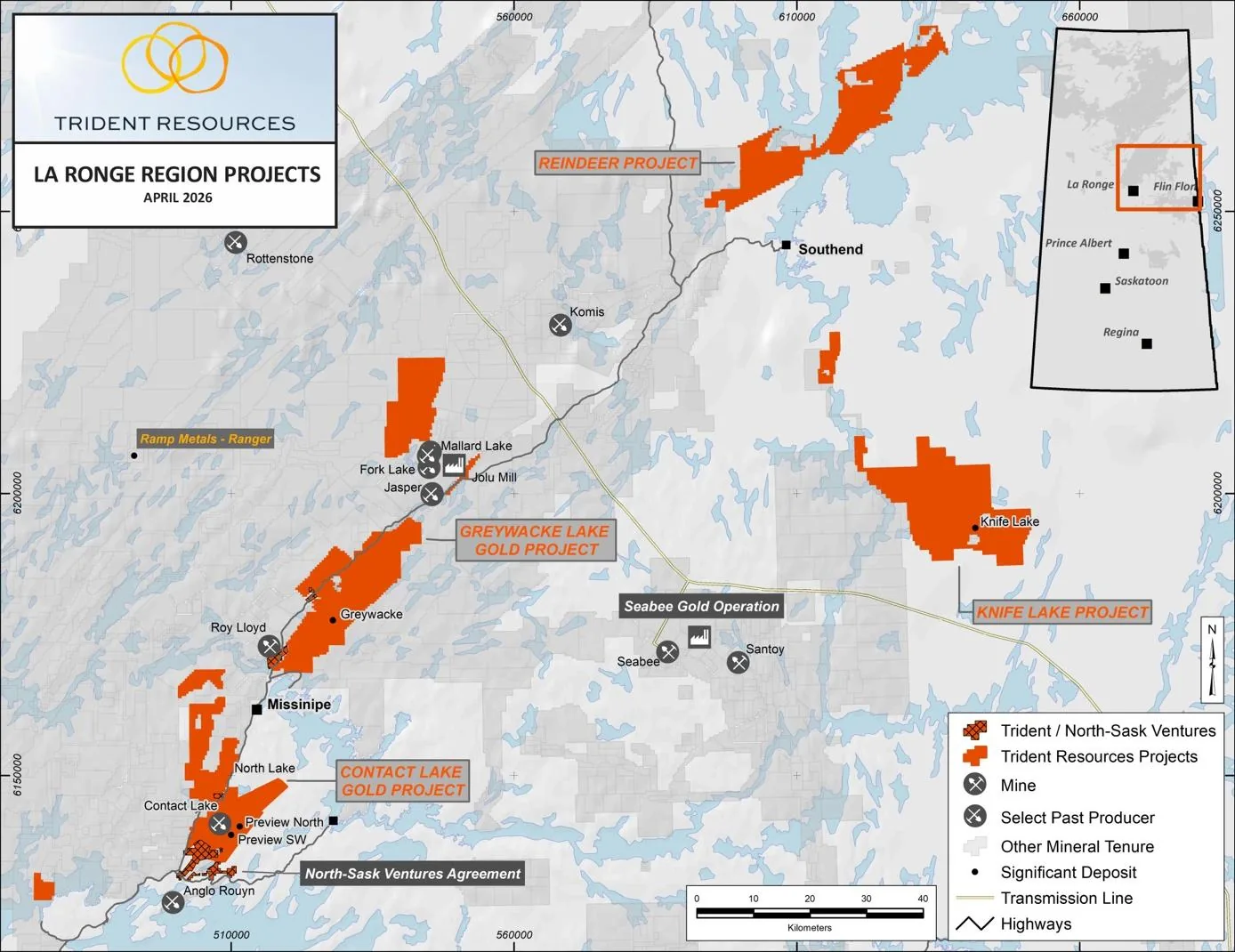 Trident Resources – La Ronge Region Projekte (Karte)