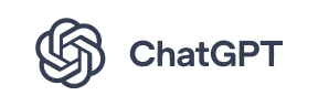 OpenAI ChatGPT logo with an interwoven abstract geometric shape to the left and the text ChatGPT on the right.