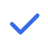 Blue check mark icon with rounded edges.