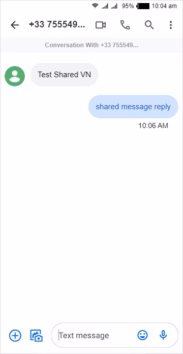 message replied to shared virtual number