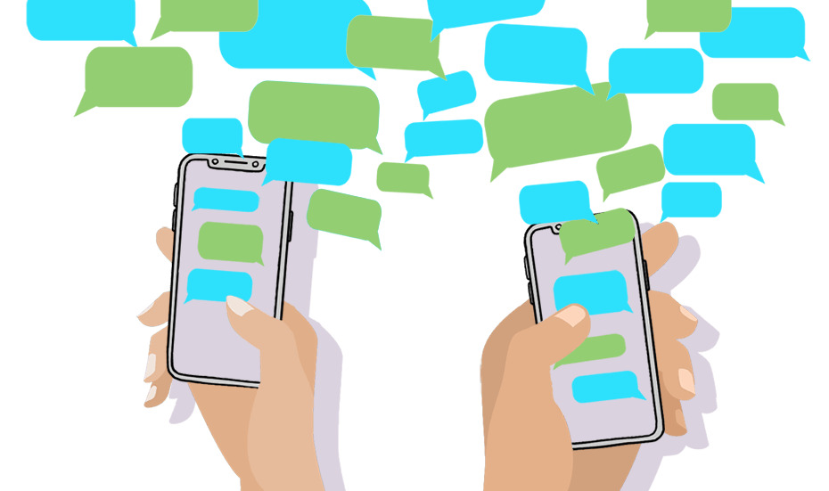 lancez des textos image des portables