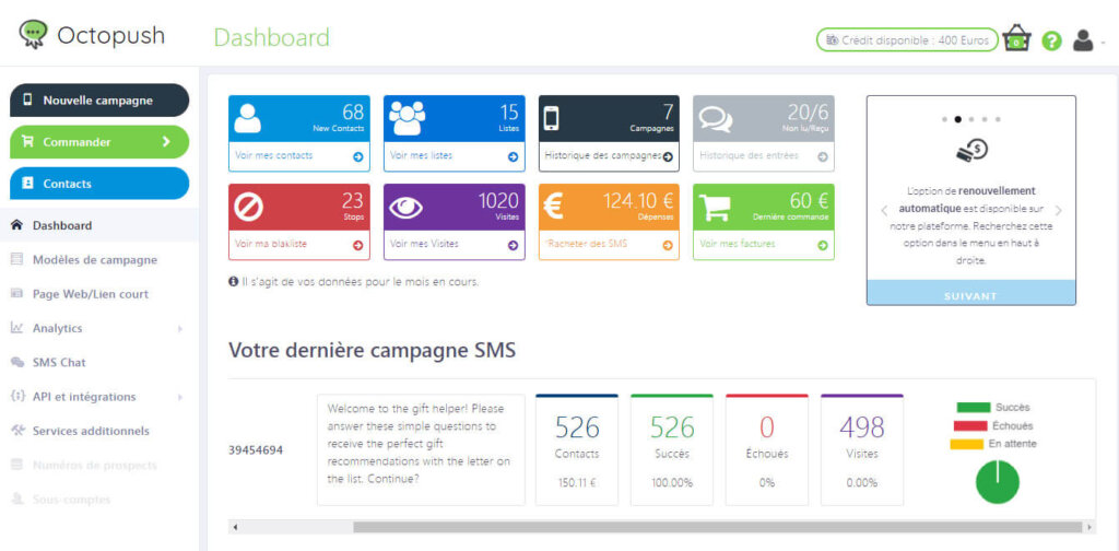 Boîte UX Octopush