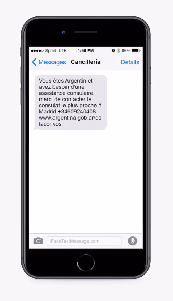 alerte cancilleria argentina sms