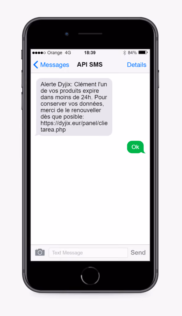 alerte Dyjix sms
