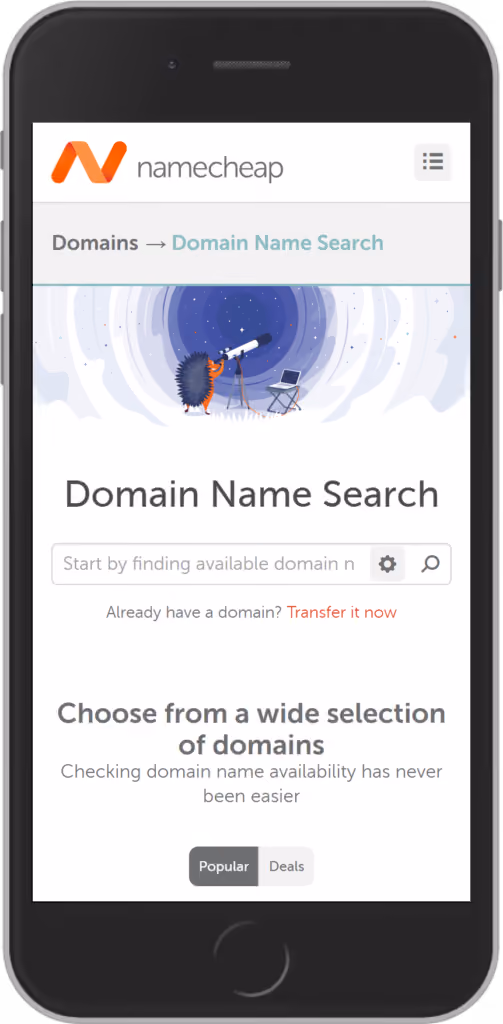 example of lead generation with namecheap caption