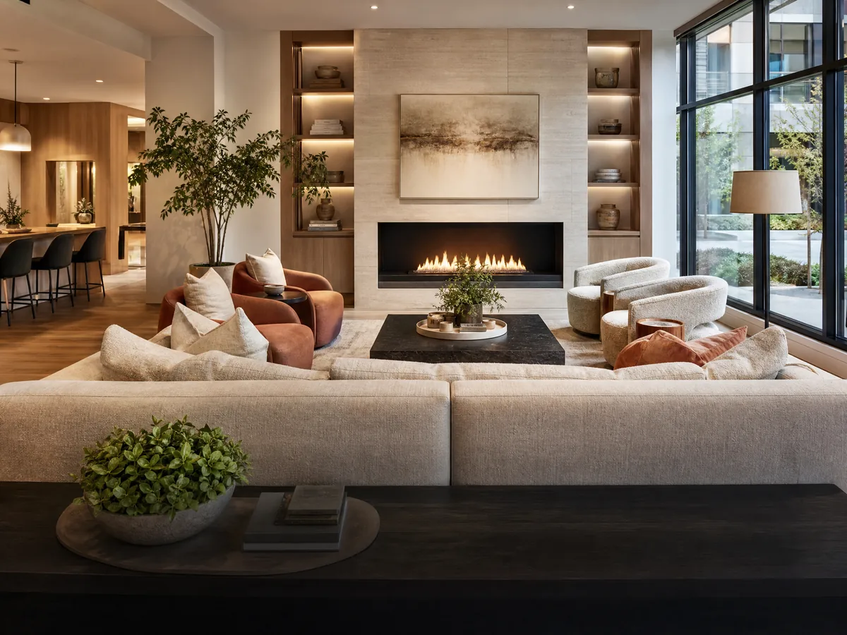 Resident clubhouse lounge at an apartment community