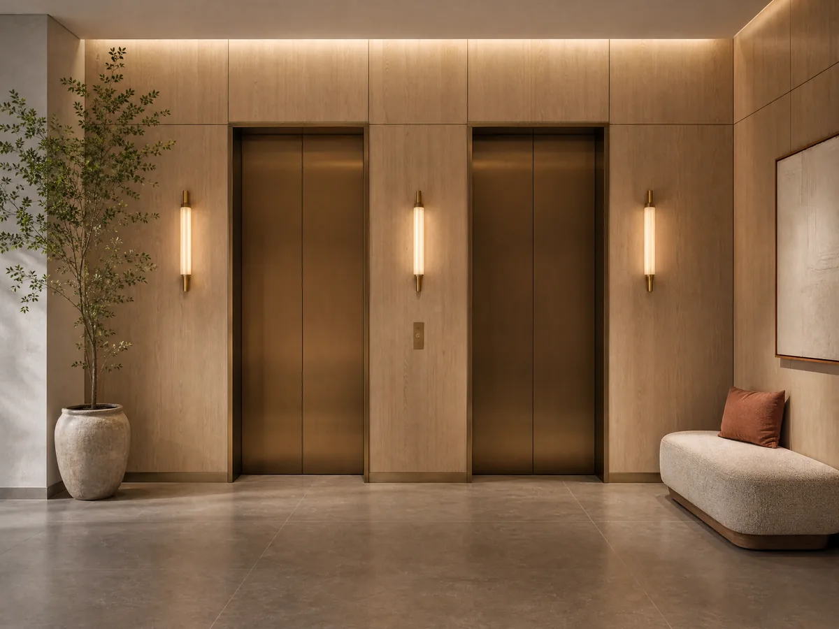 Elevator landing on a residential floor