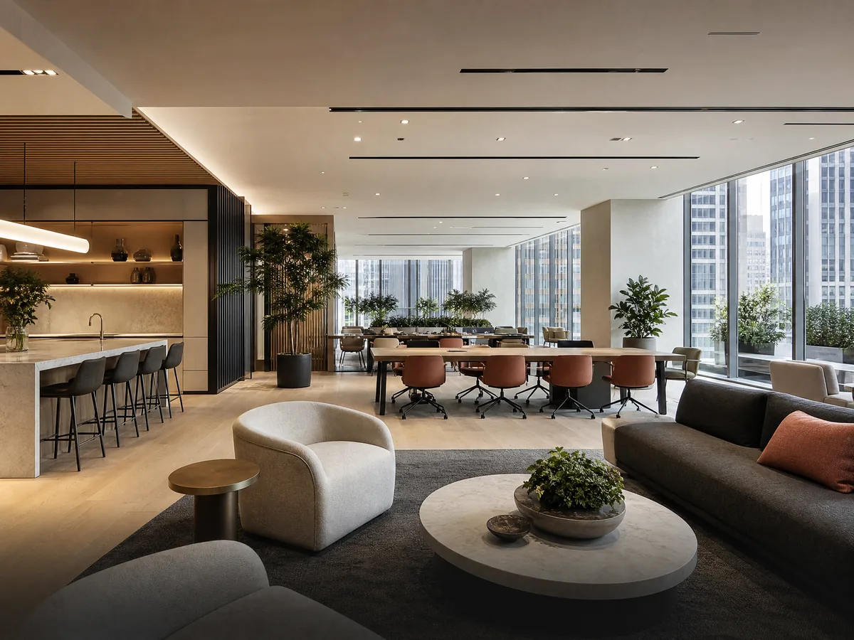 Shared amenity lounge space in a commercial property