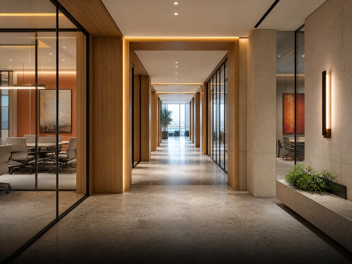 Office building corridor hallway