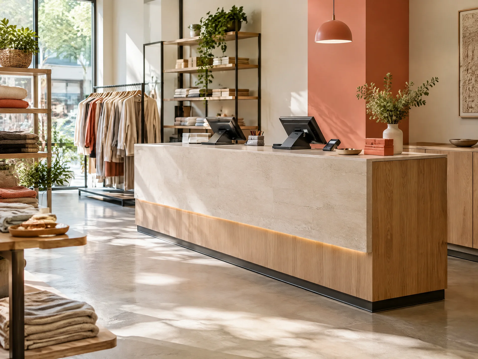 Checkout counter in a retail store