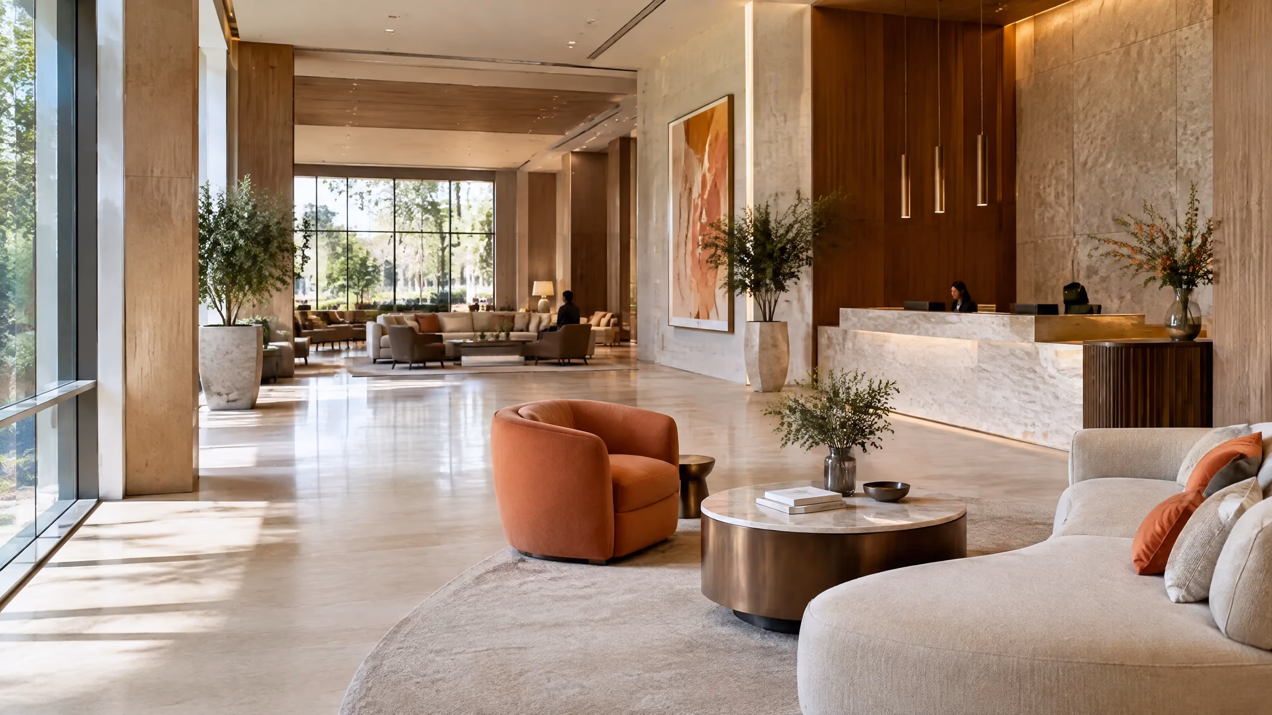 Hotel lobby and reception area