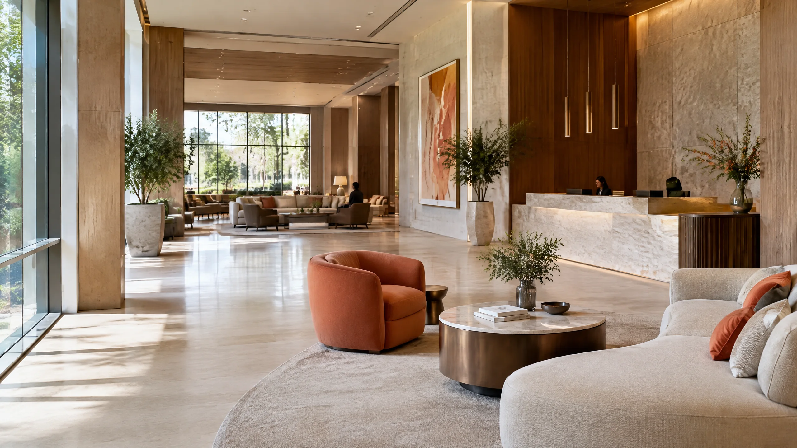 Hotel lobby and reception area