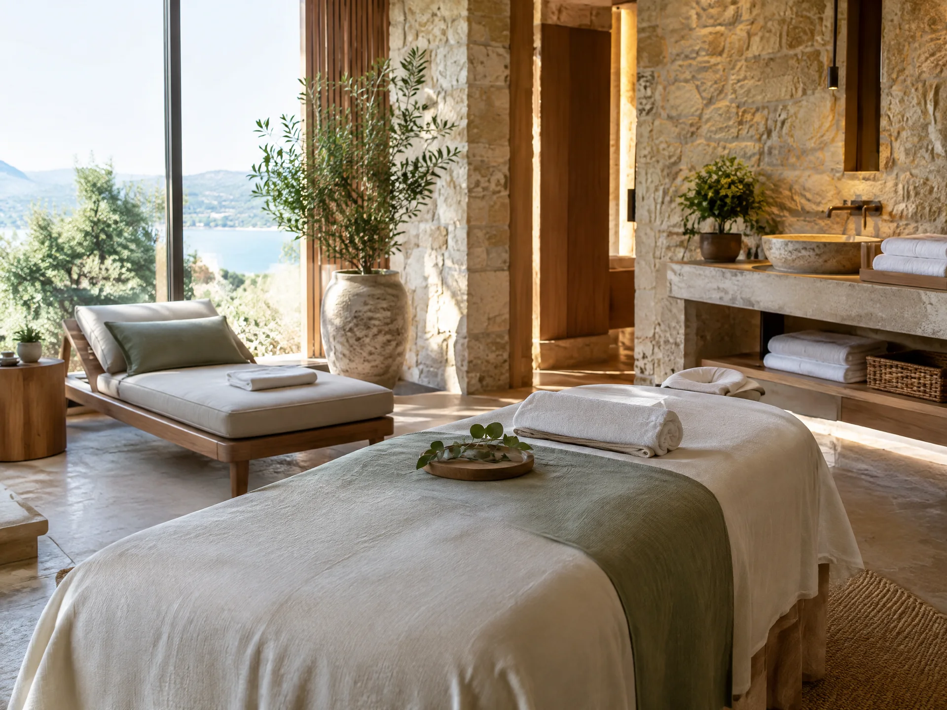 Hotel spa treatment and relaxation area